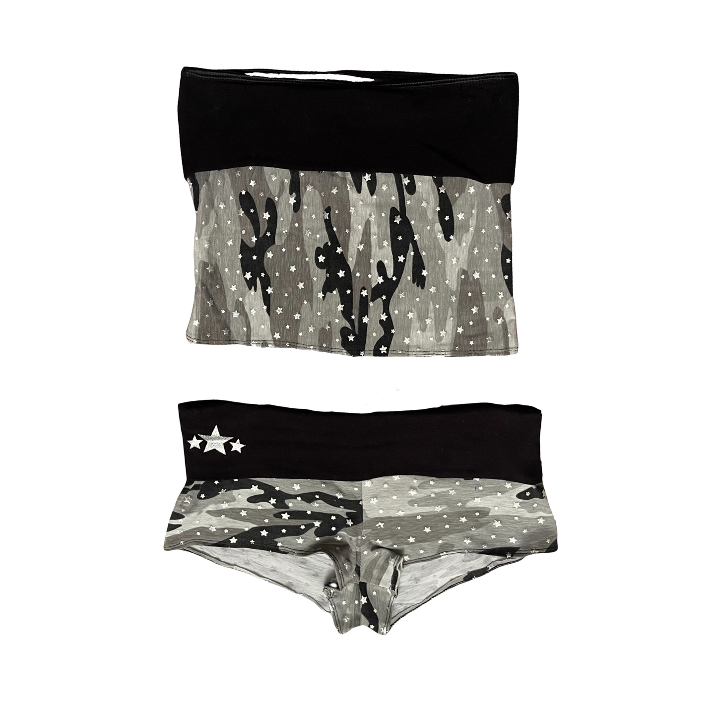 Star Army Print - Fold Over Micro Mini Shorts