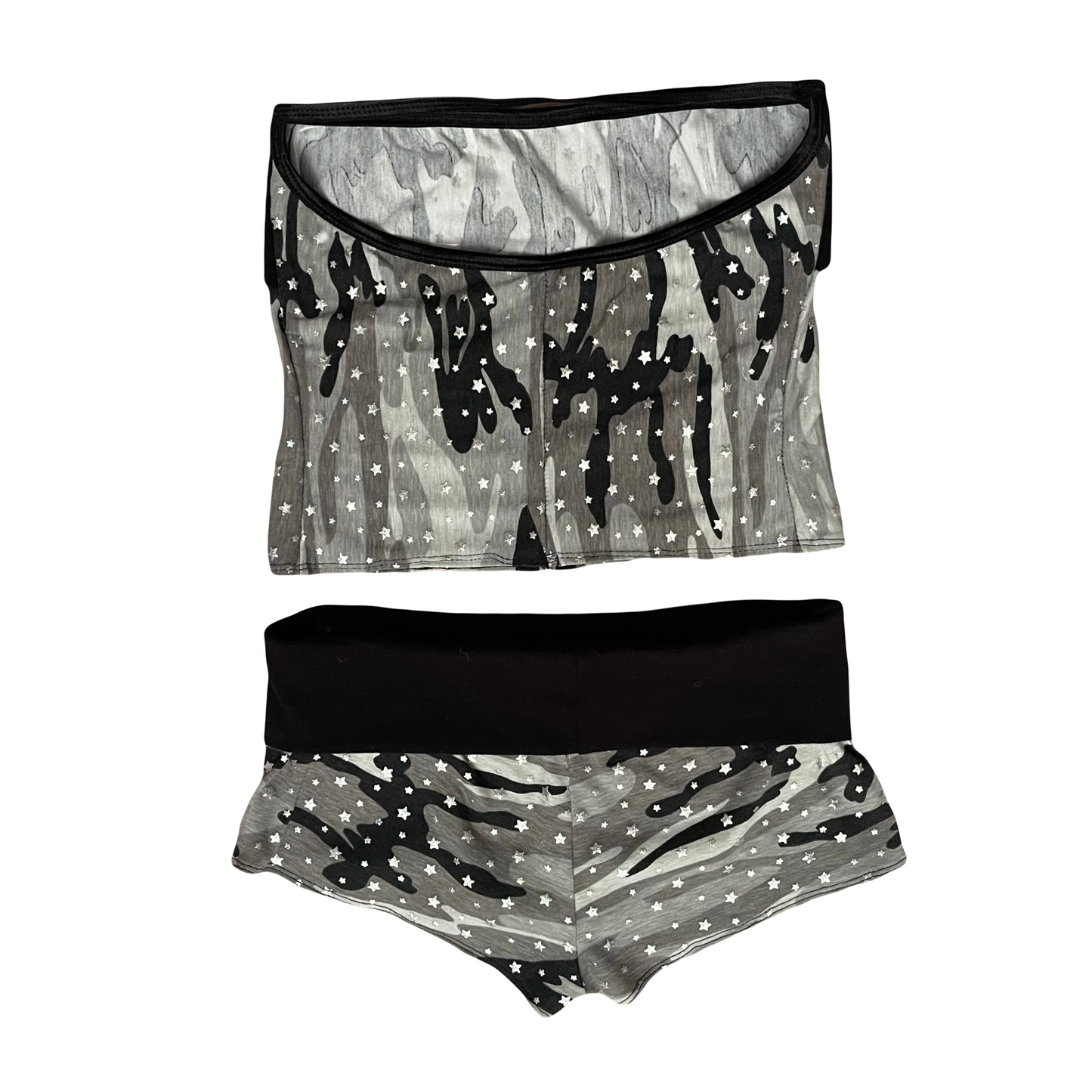 Star Army Print - Fold Over Micro Mini Shorts