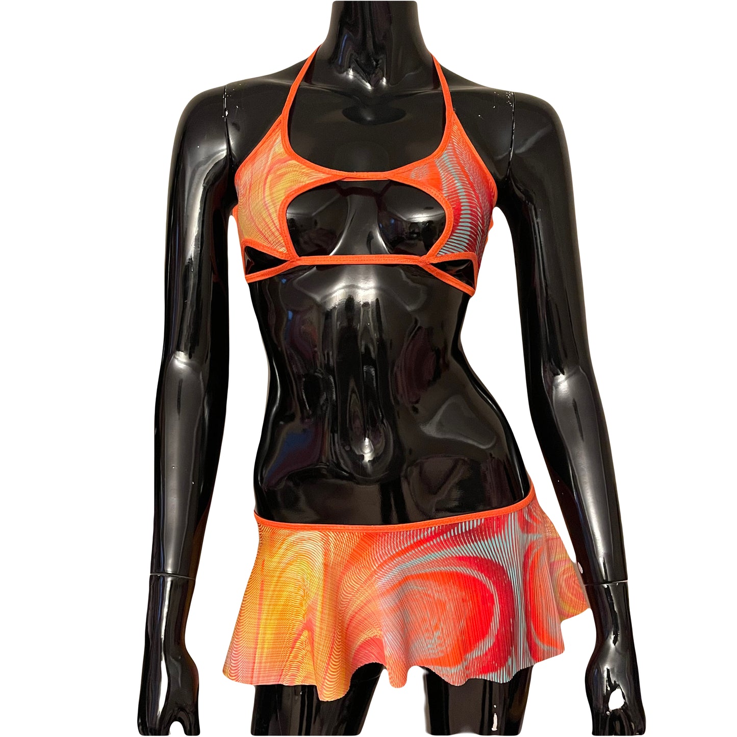 Star Halter Top - Orange Psychedelic Print