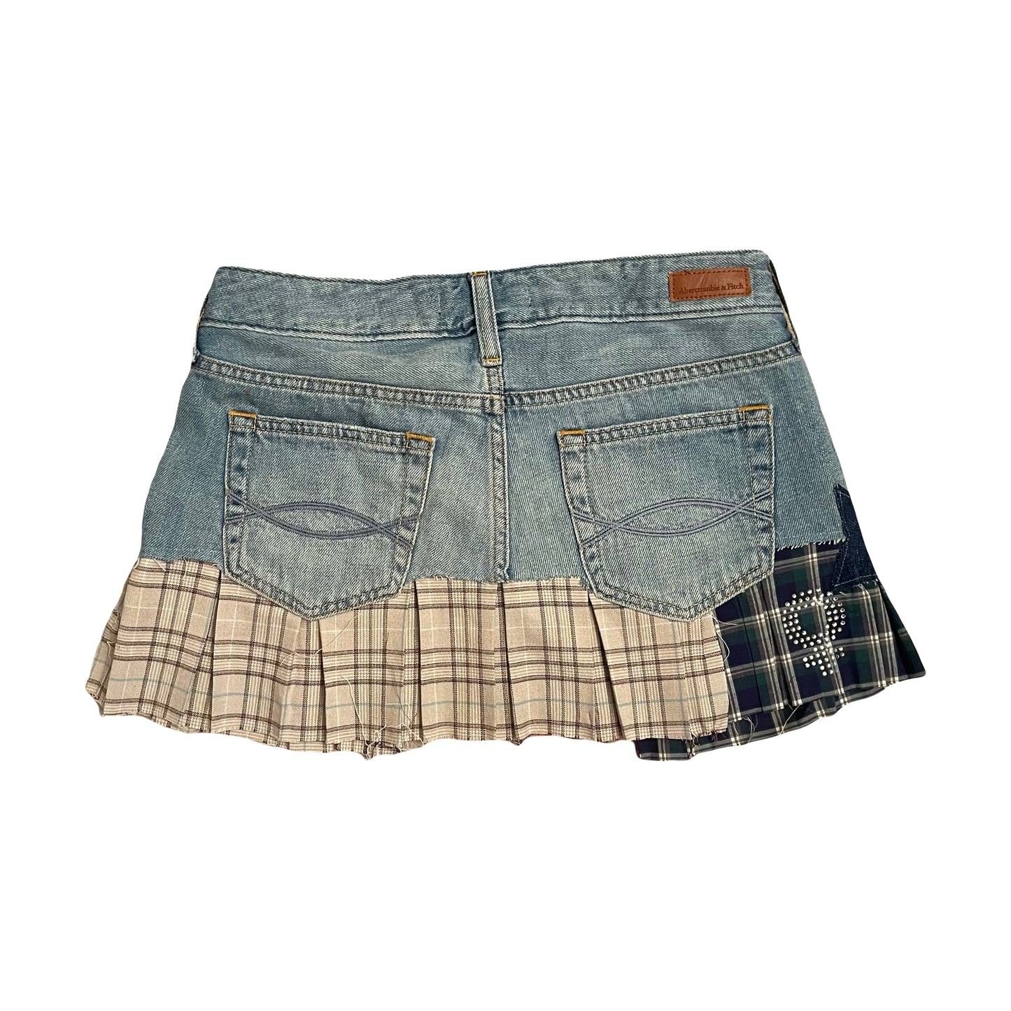 Denim Star Plaid Mini Skirt