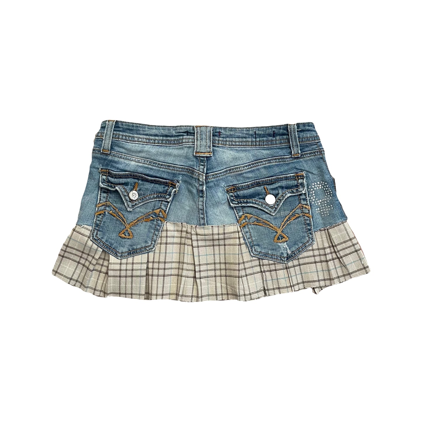 Denim + Plaid Mini Skirt