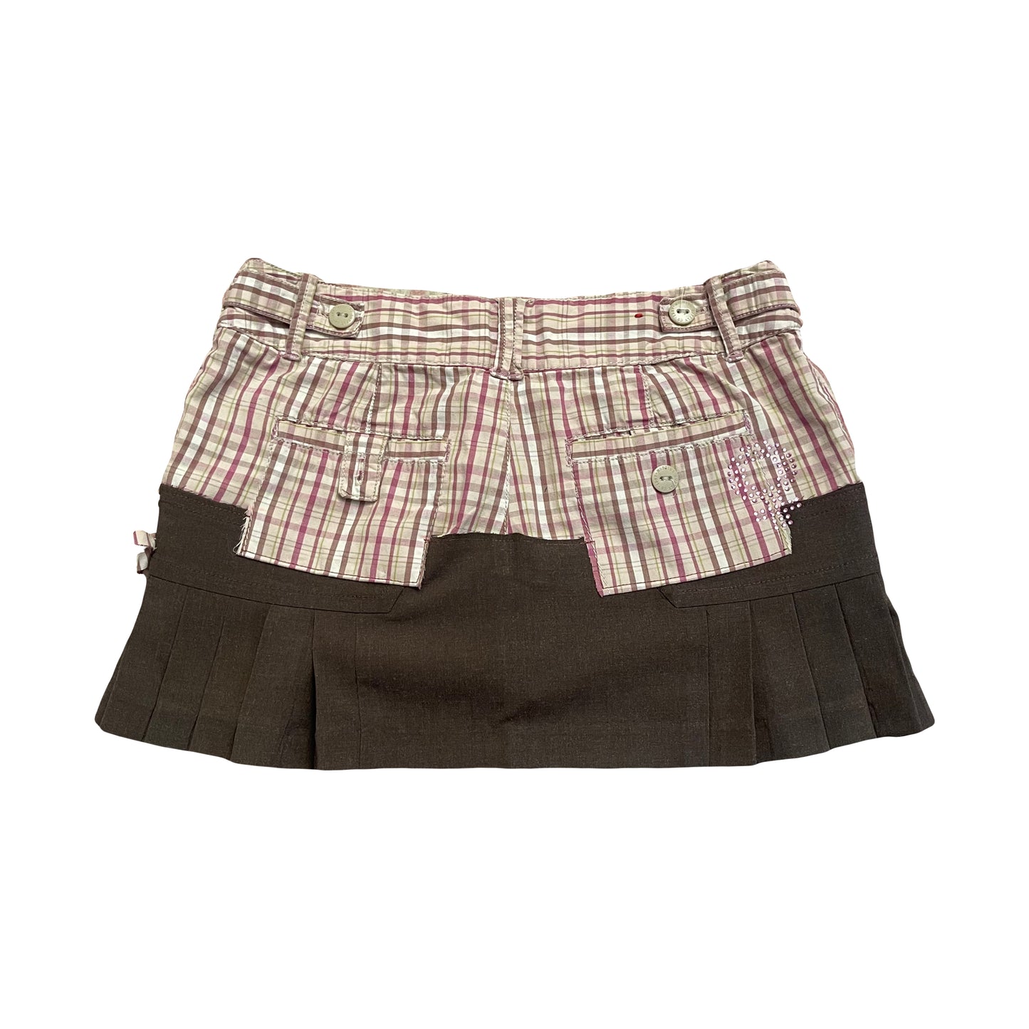 Pink Plaid + Brown Mini Skirt