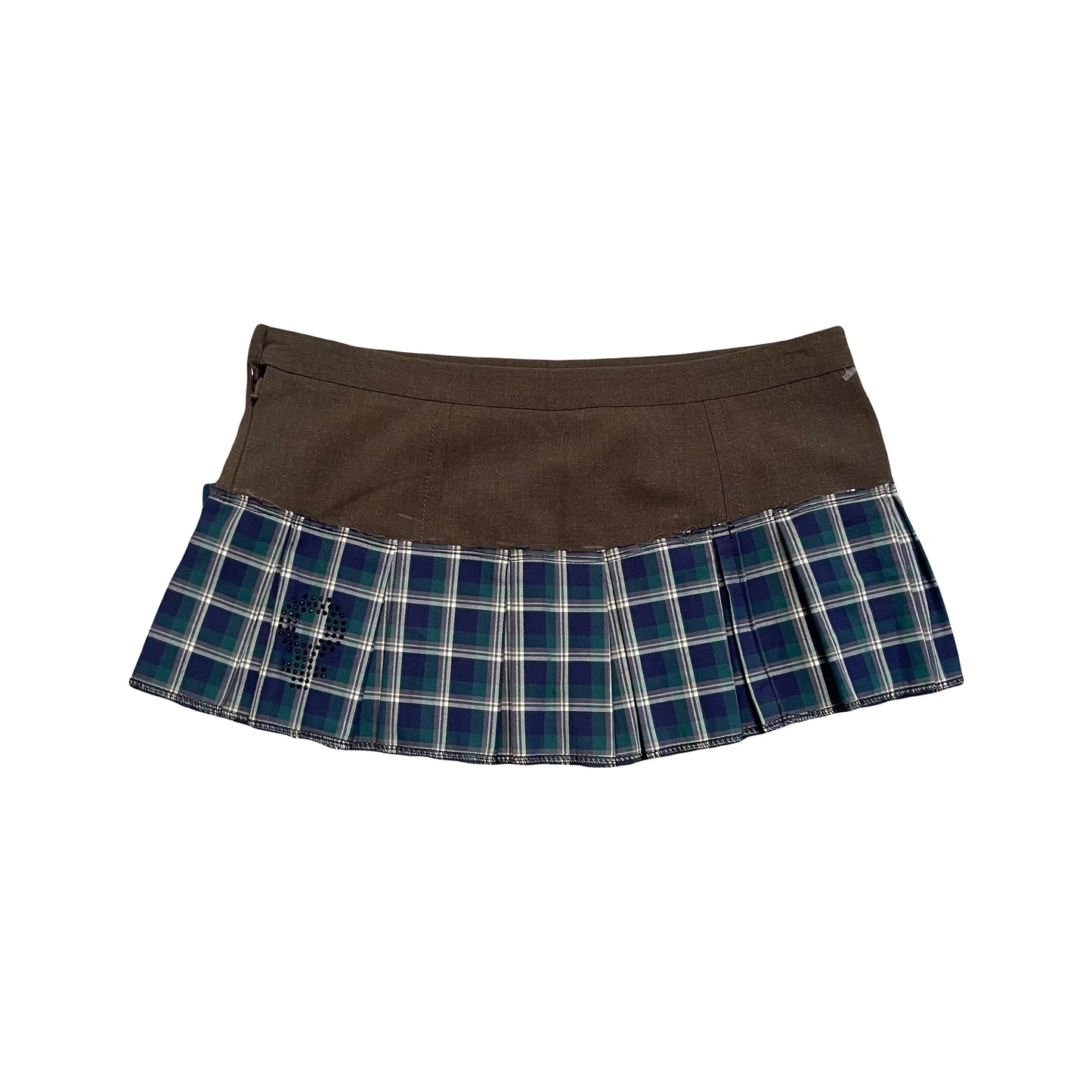 Brown + Green Plaid Mini Skirt