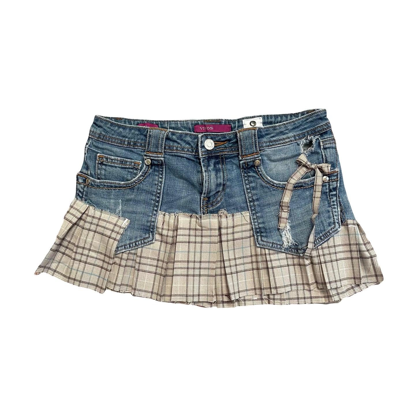 Denim + Plaid Mini Skirt