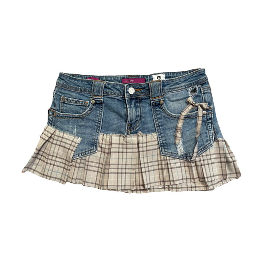 Denim + Plaid Mini Skirt