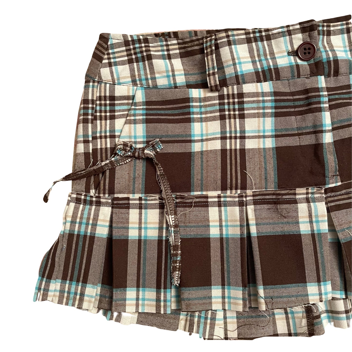 Brown + Blue Plaid Mini Skirt