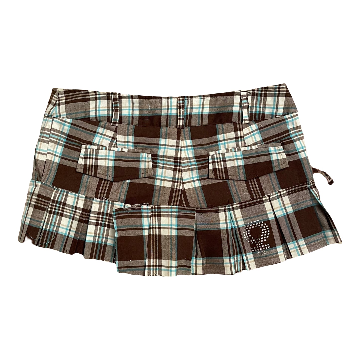 Brown + Blue Plaid Mini Skirt